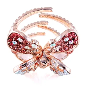 Butterfly Metal Jaw Clip - Rose Gold w/ Pink and Clear Crystals and Rhinestones