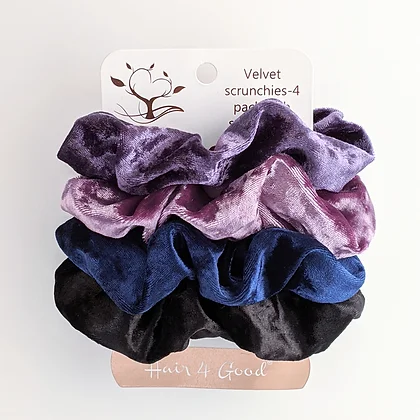 Velvet scrunchies - Extra Long, Dent Free - 4 Pack