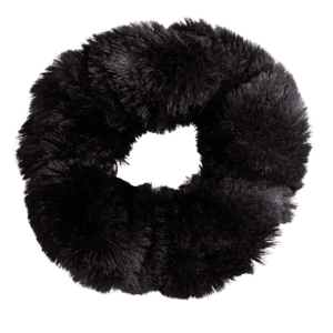Black Faux Fur scrunchies - Extra Long, Dent Free, Super Soft - 3 Pack