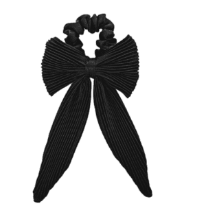 Elegant Black Pleated Scrunchie Bow