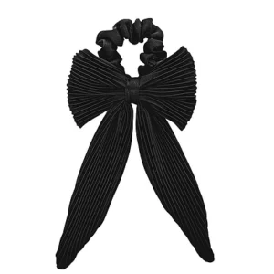 Elegant Black Pleated Scrunchie Bow - Chanel Look